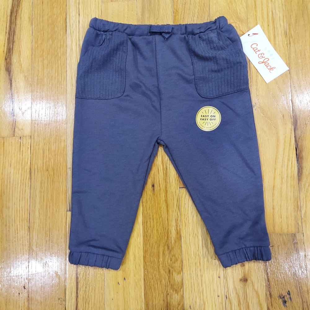 📢 NWT Cat & Jack Gray Boys Easy On Sweatpants (Size: 3-6M)